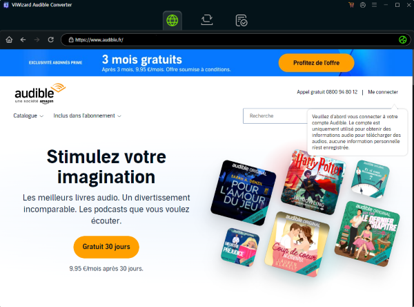 se connecter au compte audible