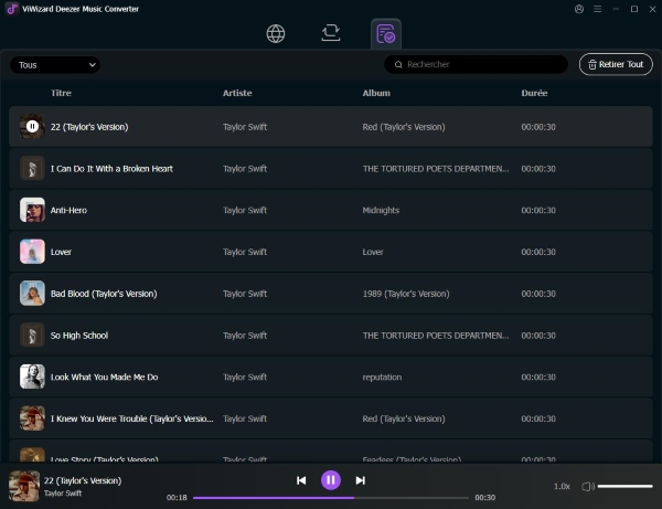 Voir la musique Deezer convertie
