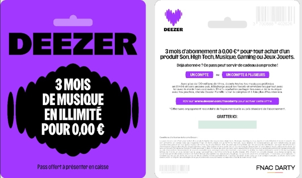 activer deezer premium fnac