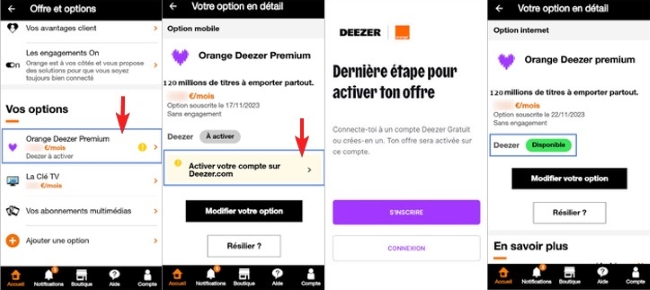 Activez votre option Deezer depuis votre Espace Client