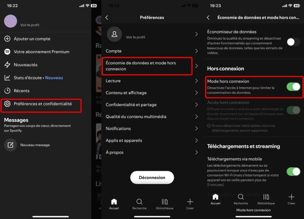 activer mode hors ligne