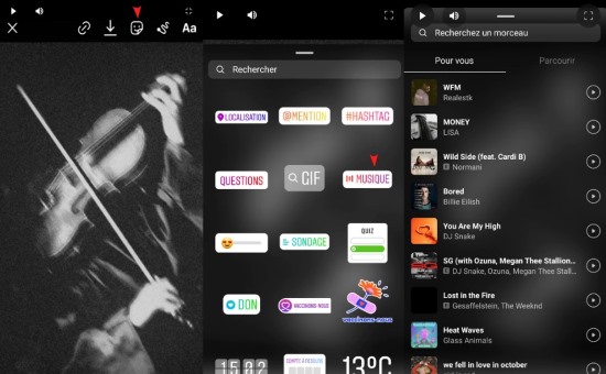 utiliser le sticker Musique