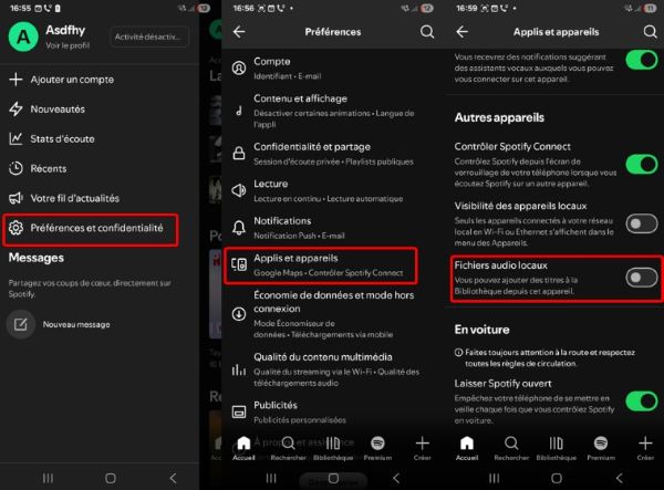 fichiers audio locaux