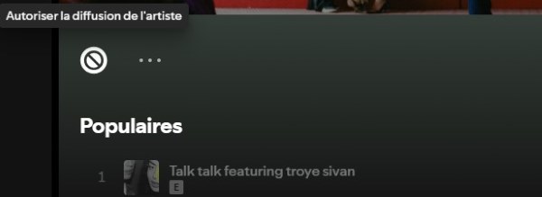 chansons grisées d'un artiste bloqué par spotify mobile