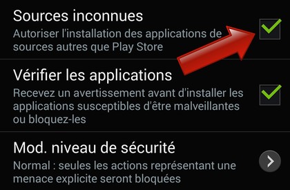 autoriser sources inconnus