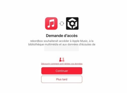 Autorisez Rekordbox à accéder apple music