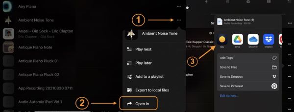 chargez des chansons d'autres applications sur djay