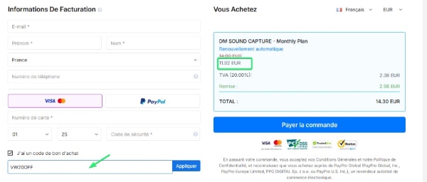 code de promotion