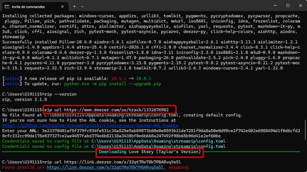 commandes de telechargement