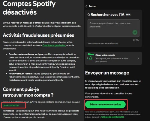Compte Spotify désactivé