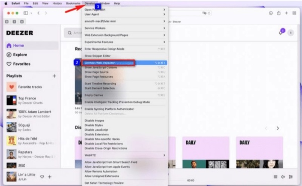 connecter Web Inspector