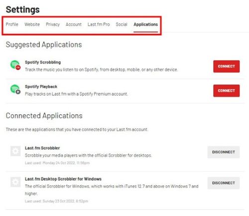 Connecter spotify à last fm