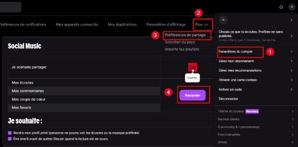 connexion Deezer et Last.fm