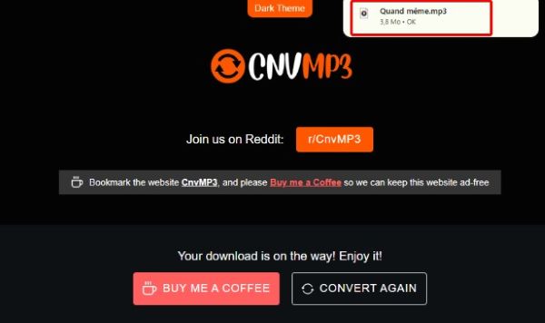 Conversion CNVMP3 terminée