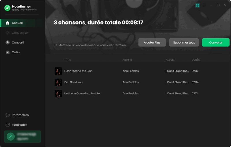 convertir musiques spotify avec noteburner