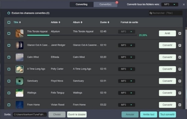 convertir Spotify en mp3 avec TuneFab
