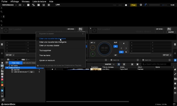 créer une liste de lecture dans rekordbox