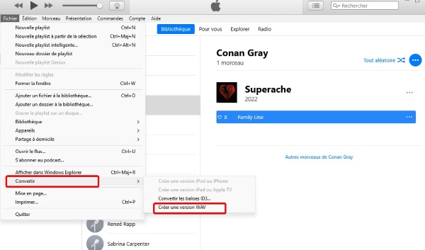 créer une version WAV