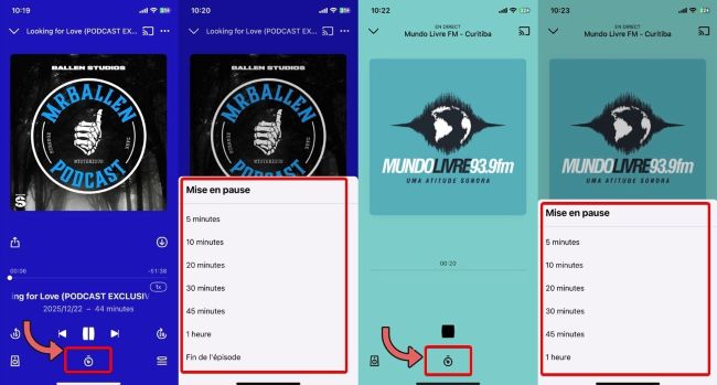 deezer minuteur podcast