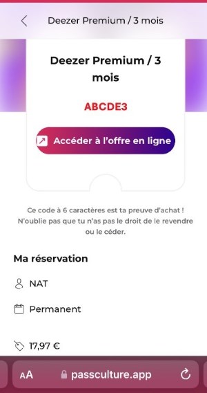 Deezer premium Pass Culture