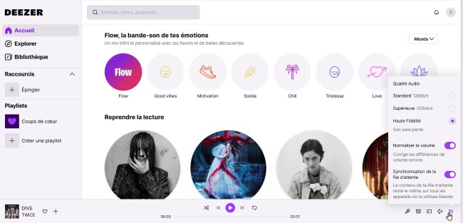 deezer qualité audio pc