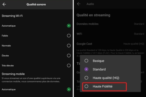 deezer qualité en streaming