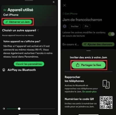 demarrer un jam spotify