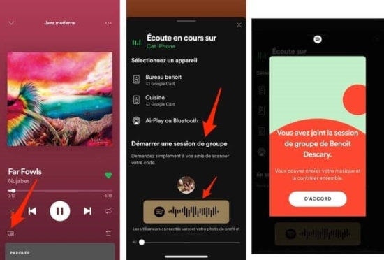 Démarrez une session de groupe sur Spotify.