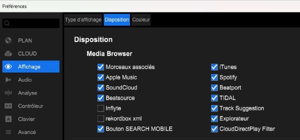 Disposition de rekordbox
