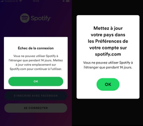 échec de la connexion