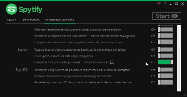 Enregistrer tout dans spytify