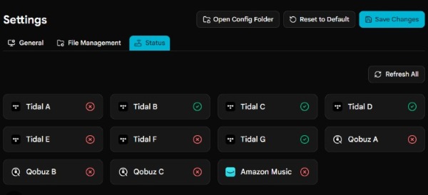 État du serveur spotiflac