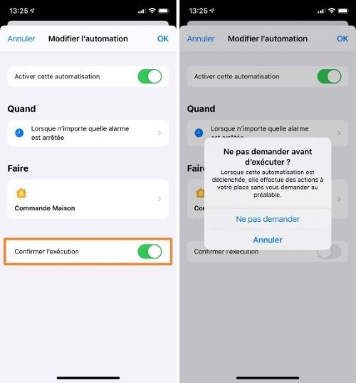 executer automation ne pas demander