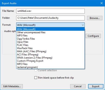 exporter audio audacity