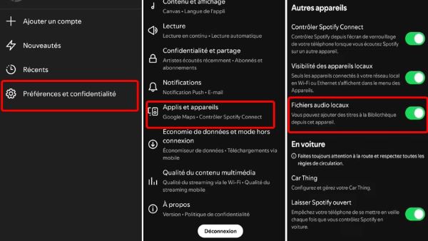 fichier audio locaux spotify