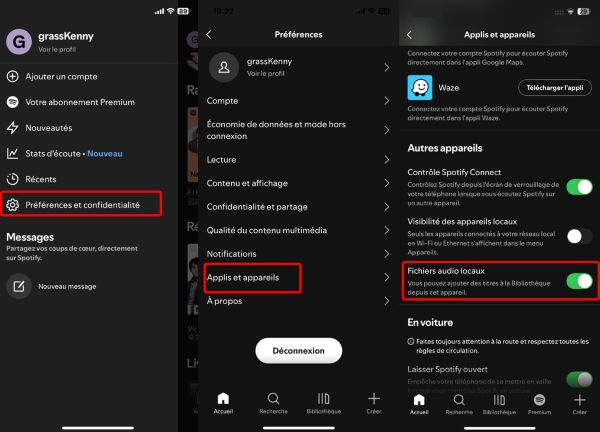 fichiers audio locaux