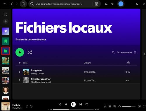 affichage des fichiers locaux