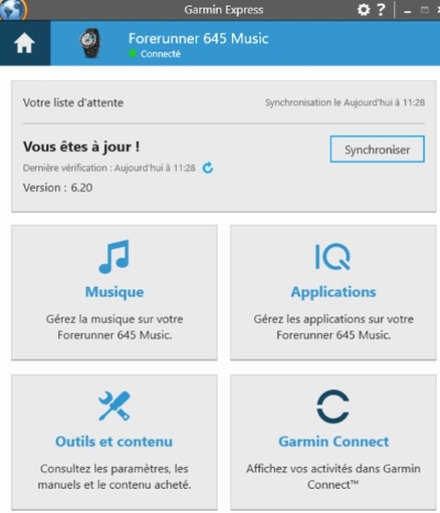 sélectionnez les morceaux souhaités sur Garmin Express