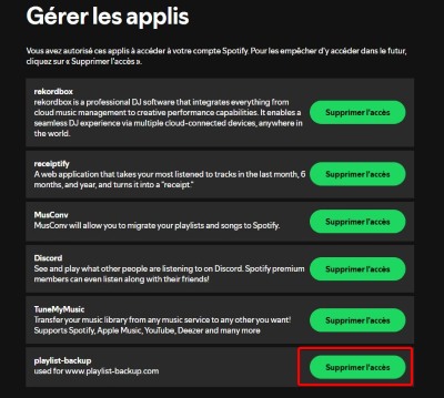 supprimer l’accès