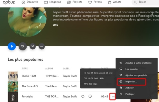 Importer de la musique qobuz