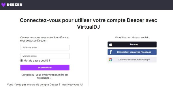 inscrire Deezer 