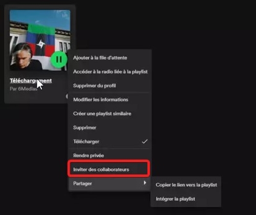 inviter des collaborateurs spotify sur pc