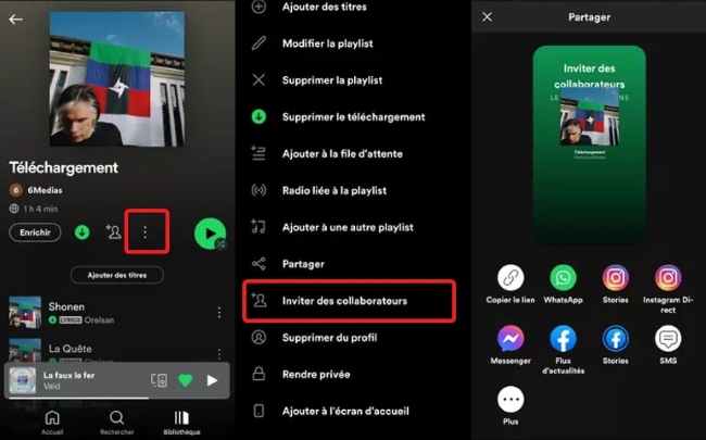 inviter des collaboratives sur spotify