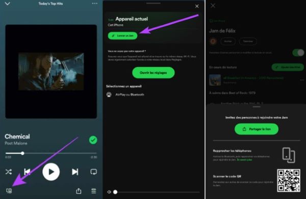 lancer spotify jam via une chanson