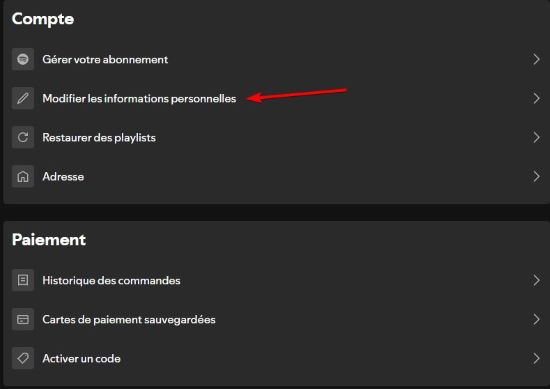 modifier le profil Spotify