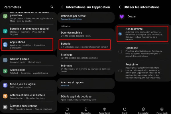 non restreinte batterie