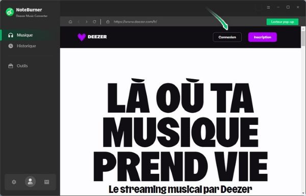 lecteur web intégré de Deezer