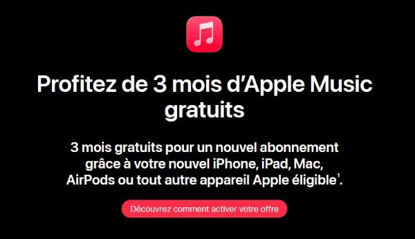 profiter apple music pendant 3 mois