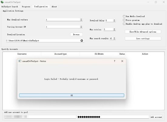 impossible de se connecter à OnTheSpot