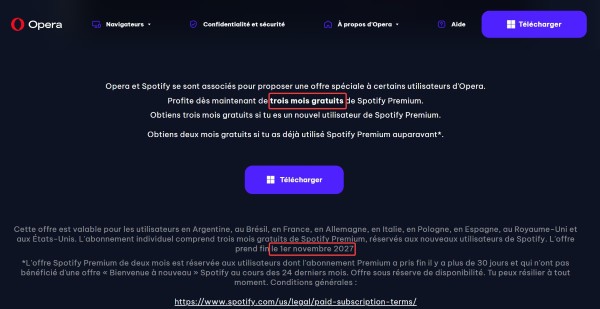spotify premium avec opera